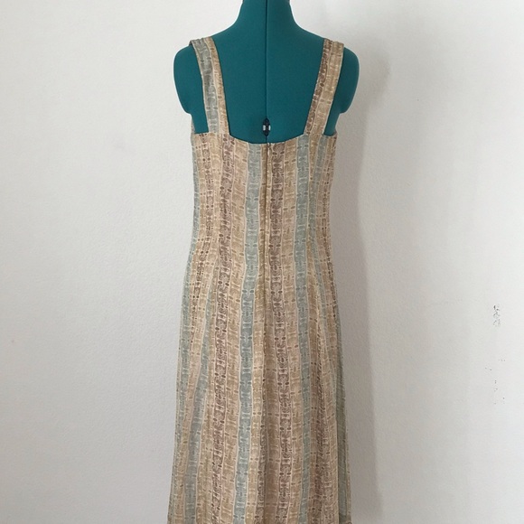 SOLDGreen  and brown geometric mini summer dress - Picture 3 of 4